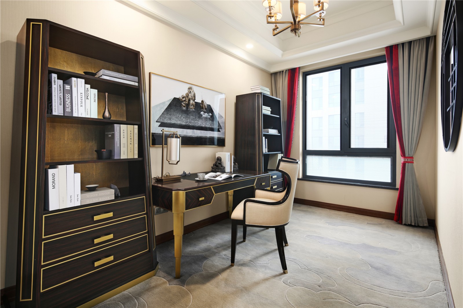 新中式风格家装设计平层室内装修效果图-书房 新中式风格家装设计平层室内装修效果图-书房