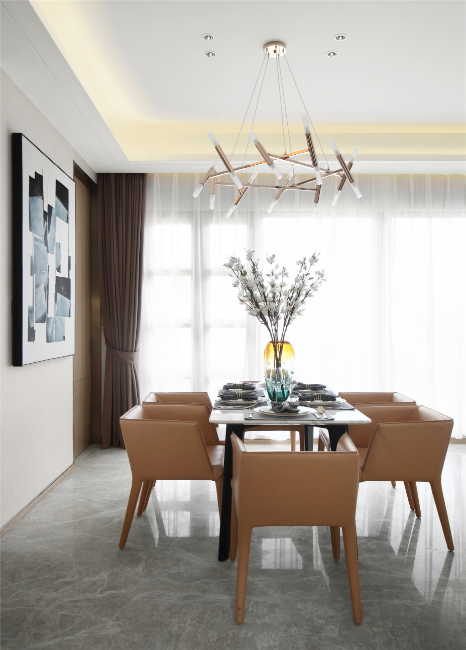 现代轻奢风格室内家装案例效果图-餐厅 现代轻奢风格室内家装案例效果图-餐厅