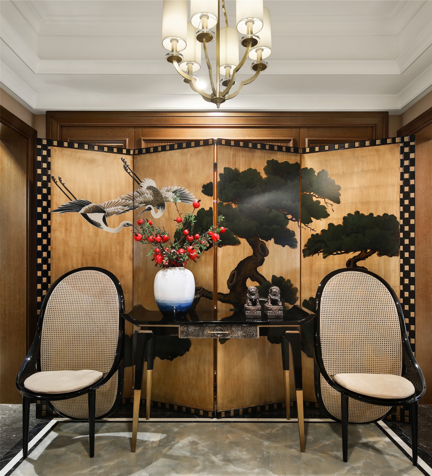 新中式风格家装设计平层室内装修效果图-玄关 新中式风格家装设计平层室内装修效果图-玄关