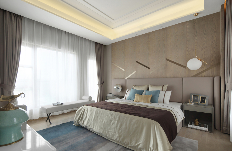 现代轻奢风格室内家装案例效果图-主卧 现代轻奢风格室内家装案例效果图-主卧