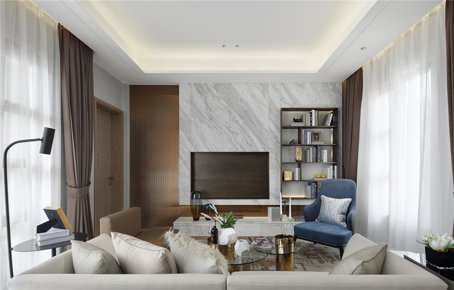 现代轻奢风格室内家装案例效果图-客厅 现代轻奢风格室内家装案例效果图-客厅