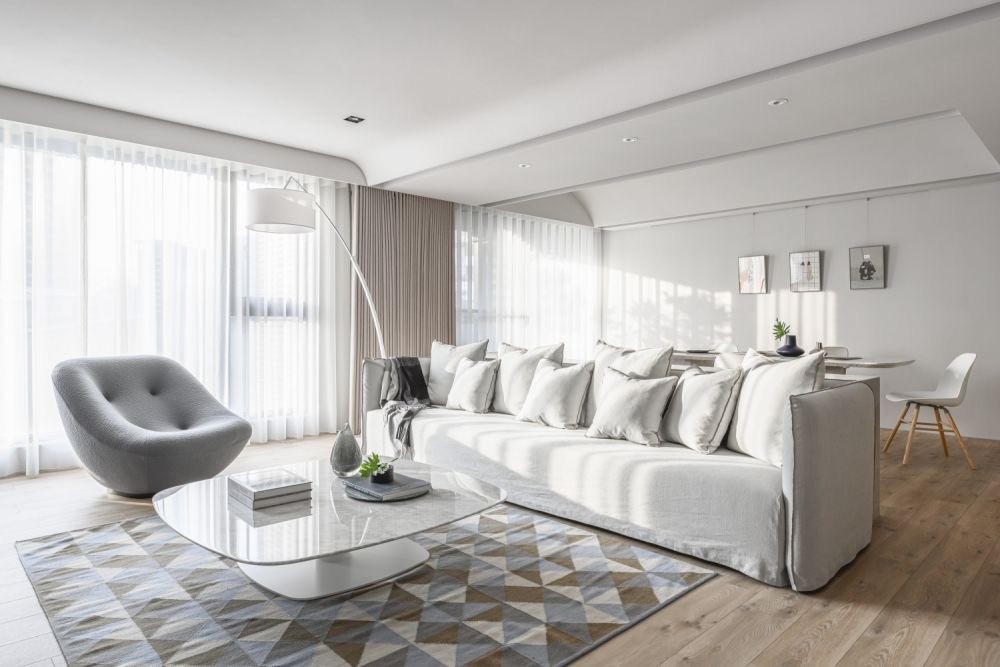 原木米白简约风格室内家装案例效果图-客厅 原木米白简约风格室内家装案例效果图-客厅