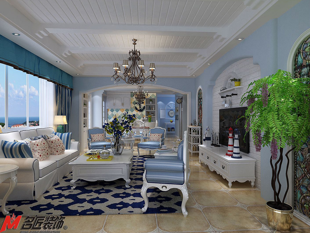 碧桂园岭南盛世三居135平米地中海风格装修案例-客厅 碧桂园岭南盛世三居135平米地中海风格装修案例-客厅